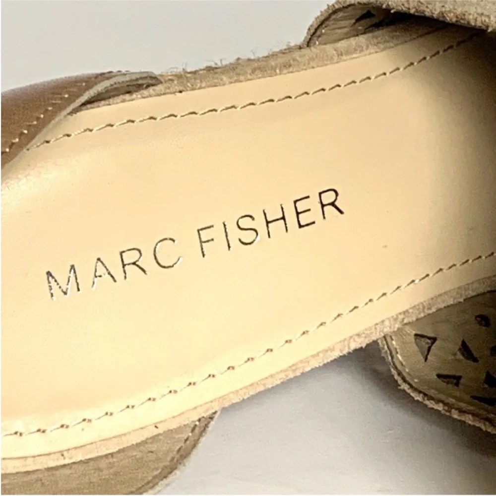Marc Fisher Women's Hasina Perforated Suede Platform Wedge Sandal Size 8.5